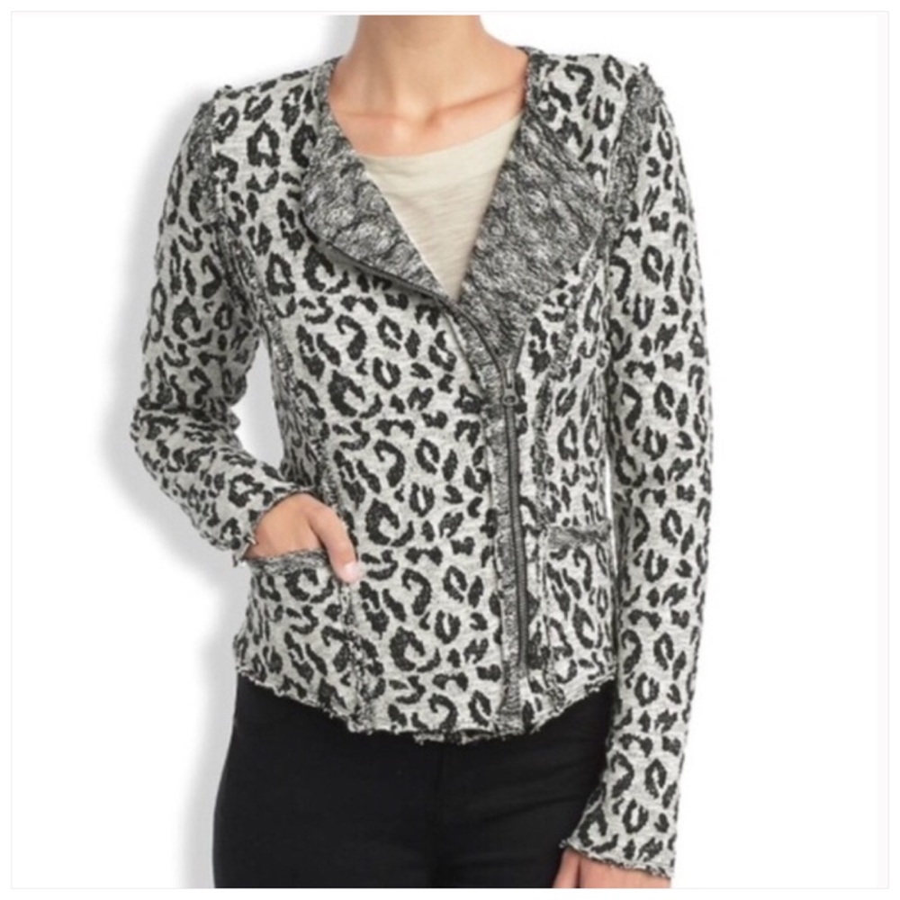 Lucky Brand Lucky Lotus Animal Print Moto Cardigan